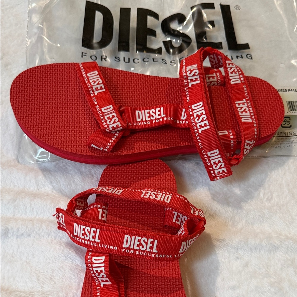 Diesel Vibrant Red Strap Sandals - Picture 3 of 3